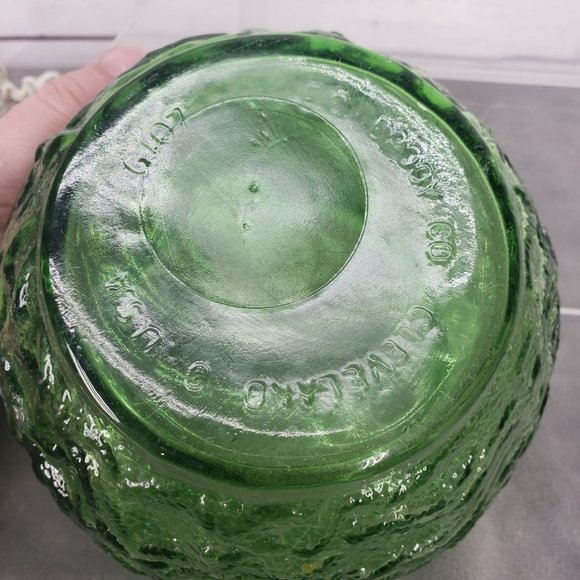 Vintage EO Brody Co Green Textured Round Depression Crinkle Glass Dish Candy Dis - Picture 3 of 10